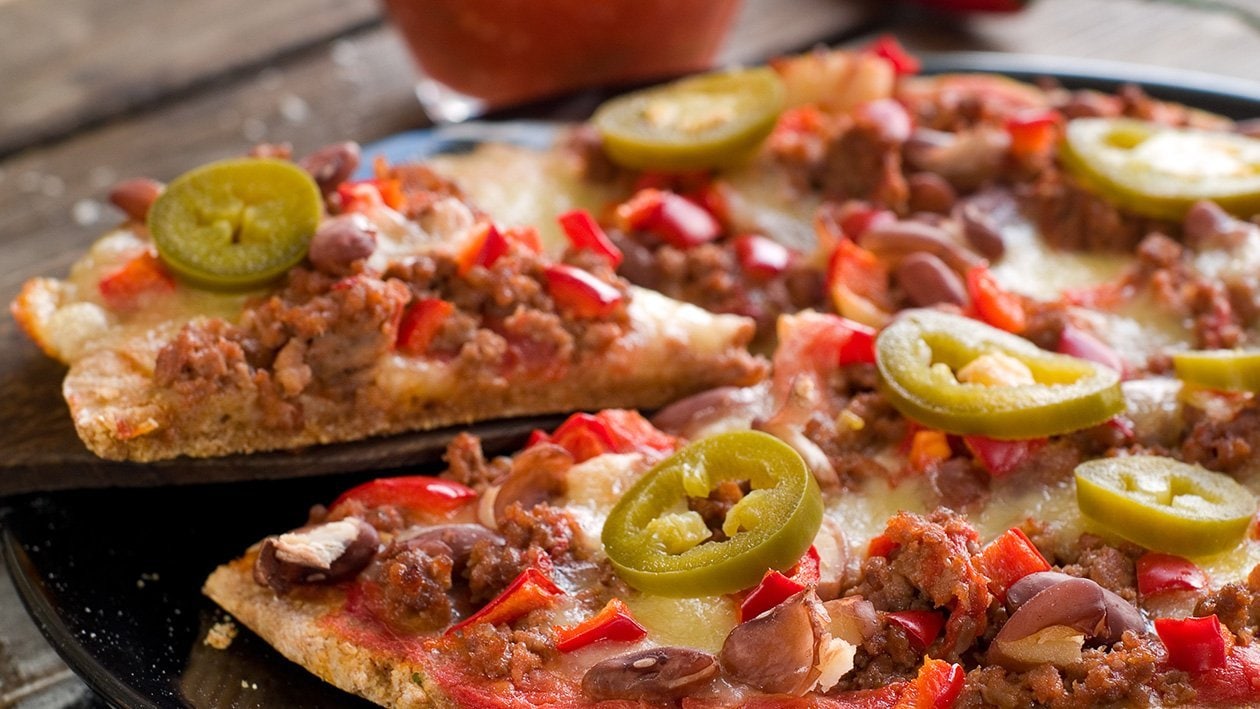 Veganská pizza - Chili con carne Veganská pizza - Chili con carne